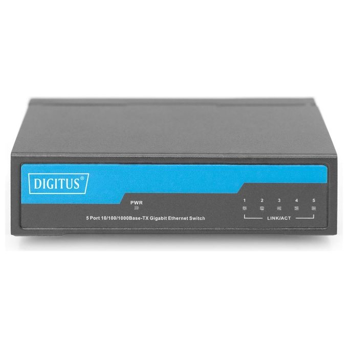 Digitus DN-80202-1 Switch di Rete Gigabit 5 Porte Non Gestito 10-100-1000 Mbit-s Fanless Plug and Play colore Nero