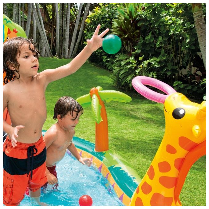 Intex 57155NP Play Center Giungla Piscina Gonfiabile per Bambini con Scivolo Spruzzatore 216x188x124 cm 219 L colore Multicolore