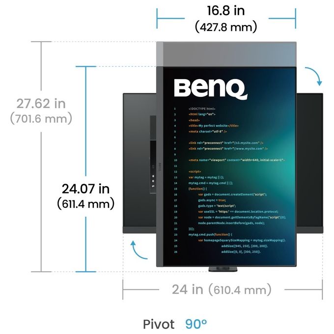 BenQ 9H.LM2LJ.TBE RD280UA Monitor PC 28.2'' 4K Ultra HD 3840 x 2560 IPS HDR 3:2 colore Nero