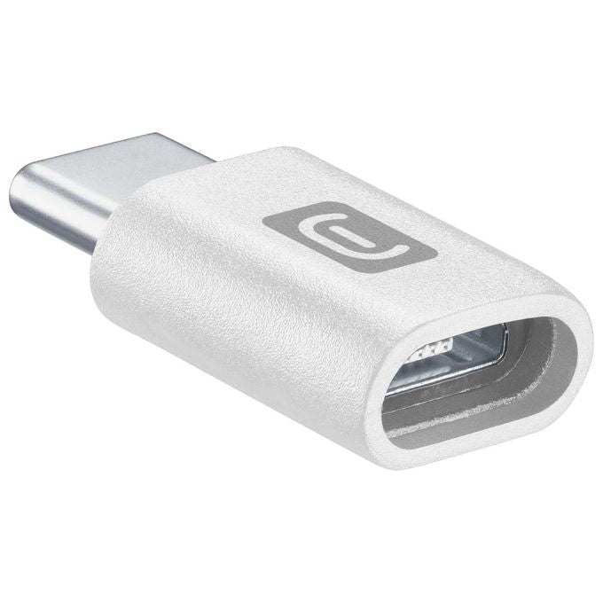 CELLULARLINE Adattatore da MICRO USB a USB-C per la conversione da MICRO USB a USB-C in colore Bianco compatibile con cavi smartphone