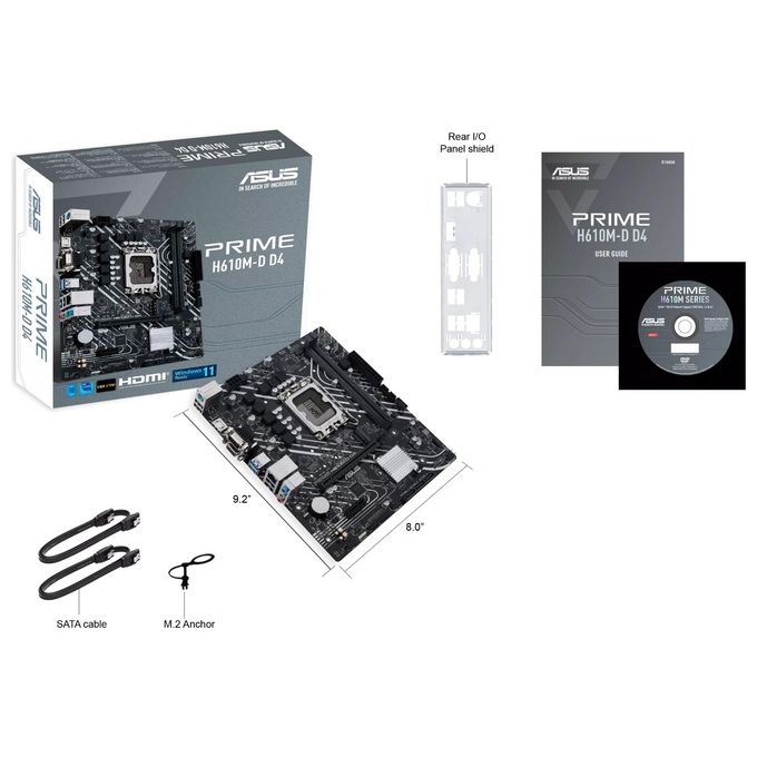 ASUS 90MB1A00-M0EAY0 PRIME Scheda madre Intel H610 LGA 1700 DDR4 M.2 HDMI 2.1 Gigabit Ethernet colore Nero
