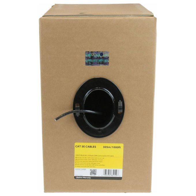 StarTech Rotolo in serie di cavi riser UTP solidi CMR Cat5e, 304,8 m, colore nero