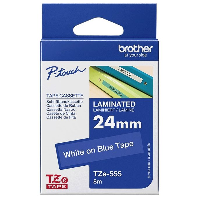 Brother cassetta da 24mm Bianco su Sfondo blu