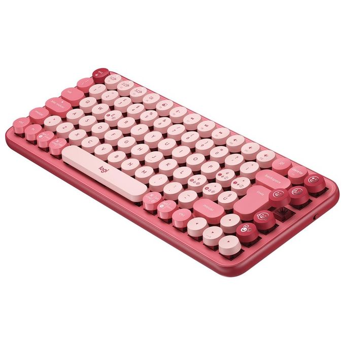 Logitech 920-010727 POP Keys Tastiera Meccanica Wireless Bluetooth QWERTY Italiano Multi-dispositivo 3 canali colore Borgogna Rosa