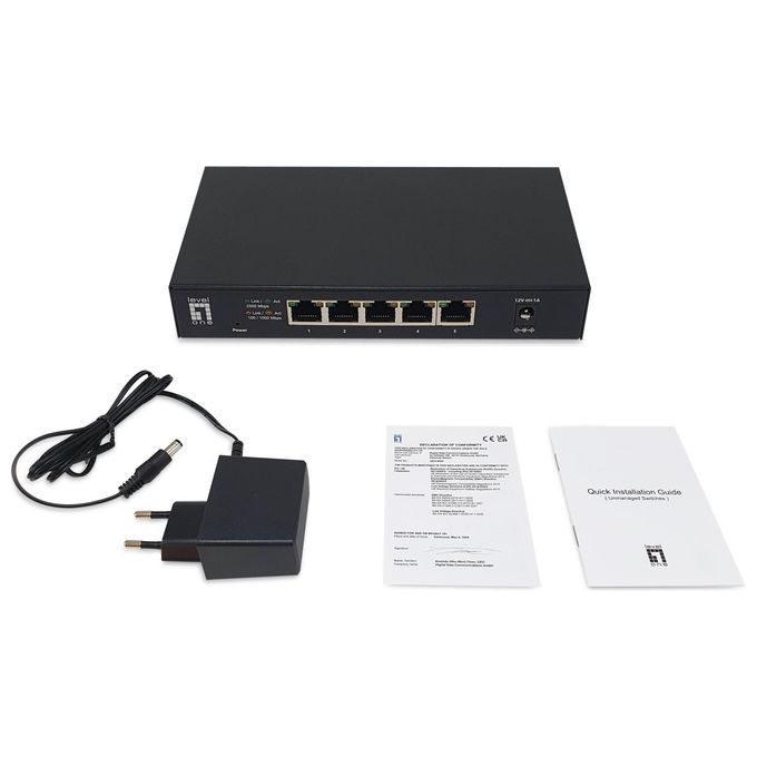 LevelOne GEU-0525 Switch di Rete Non Gestito 5 Porte 2.5G Ethernet (100-1000-2500) colore Nero