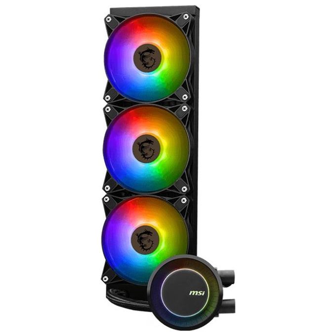 MSI 306-7ZW6E17-C24 MAG CORELIQUID E360 Kit di raffreddamento a liquido 3 ventole 120mm ARGB pompa 3000 rpm radiatore 39,4x11,9x2,7 cm colore Bianco