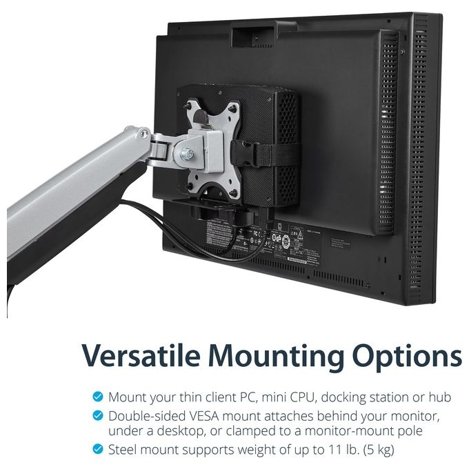 StarTech ACCSMNT Supporto VESA Thin Client Montaggio Sotto Scrivania VESA 75x75 100x100 mm fino a 5 Kg colore Nero