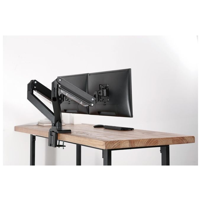 Digitus DA-90427 Supporto per doppio monitor 2x 35'' 2x 15 Kg Regolazione in altezza Molla a gas VESA 75 100 colore Nero