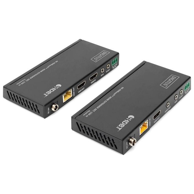Digitus DS-55508 Set Extender HDMI HDBaseT 4K 60Hz 150 m PoC HDCP 2.2 HDR RS232 IR bidirezionale colore Nero