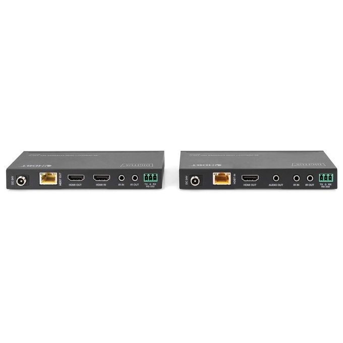 Digitus DS-55508 Set Extender HDMI HDBaseT 4K 60Hz 150 m PoC HDCP 2.2 HDR RS232 IR bidirezionale colore Nero