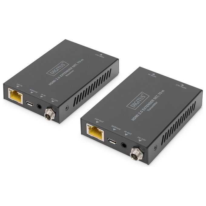Digitus DS-55506 Set di estensione HDMI 4K-60Hz fino a 70 m supporto HDR HDCP 2.2 PoC colore Nero