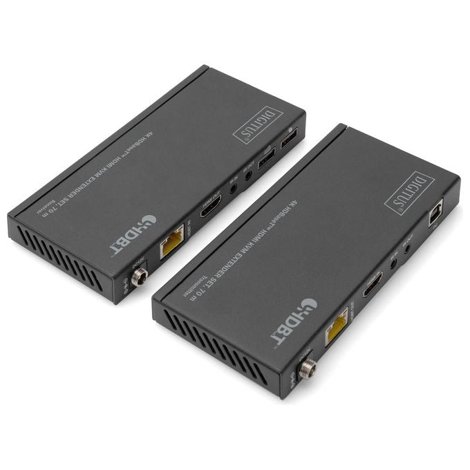 Digitus DS-55512 Set di estensori KVM HDMI 4K HDBaseT 70 m risoluzione 3840x2160 Pixel cavo Cat5e Cat6 Cat6a Cat7 Cat8 PoC alimentazione 12 V colore Nero