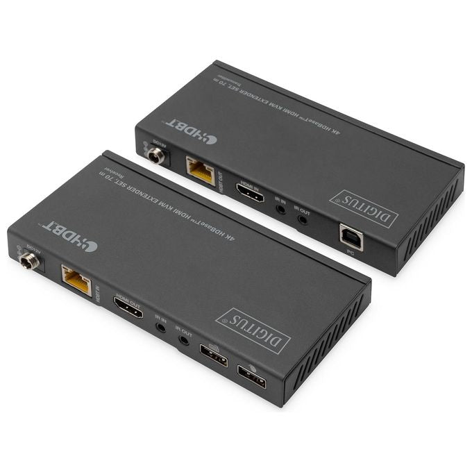 Digitus DS-55512 Set di estensori KVM HDMI 4K HDBaseT 70 m risoluzione 3840x2160 Pixel cavo Cat5e Cat6 Cat6a Cat7 Cat8 PoC alimentazione 12 V colore Nero