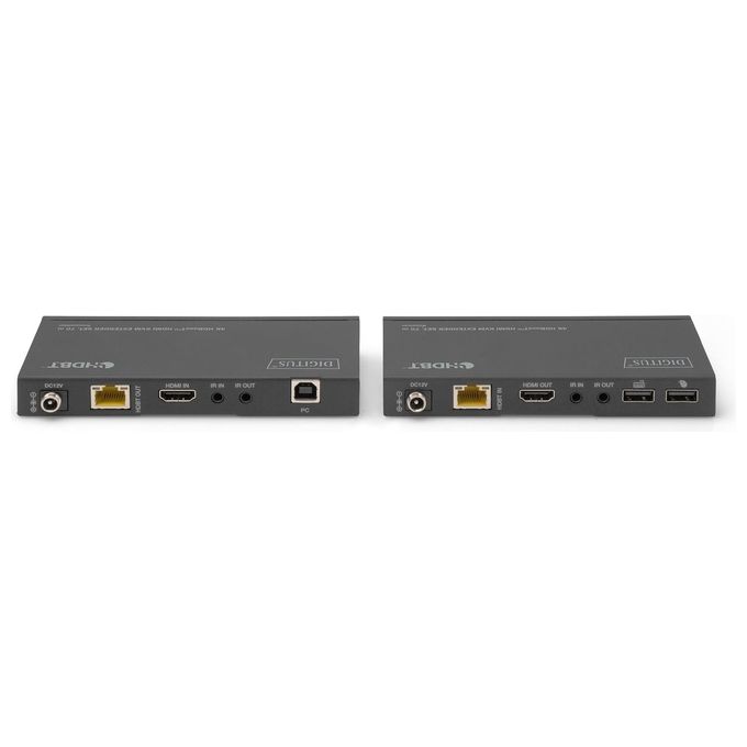 Digitus DS-55512 Set di estensori KVM HDMI 4K HDBaseT 70 m risoluzione 3840x2160 Pixel cavo Cat5e Cat6 Cat6a Cat7 Cat8 PoC alimentazione 12 V colore Nero