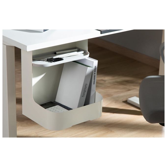 Digitus DA-90444 Ripiano Sotto Scrivania Portaoggetti Acciaio e Plastica Carico Massimo 5 Kg Colore Bianco