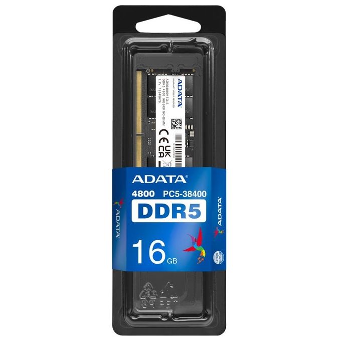 ADATA AD5S480016G-S Modulo RAM DDR5 SO-DIMM 16 GB 4800 MT-s CL40 1,1 V colore Nero