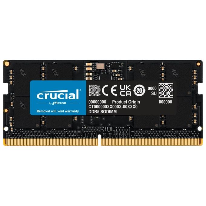 Crucial CT16G56C46S5 Memoria RAM DDR5 16 GB 5600 MHz SO-DIMM 262-pin CL46 1.1 V Non ECC per Laptop