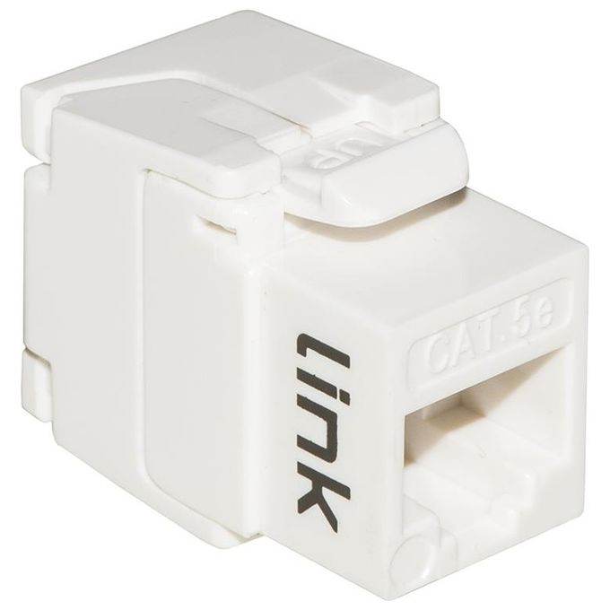 Link Presa Rete Keystone Jack Rj45 Categoria 5e Utp Tooless Bianco 180° Contatti Dorati 50 Micron