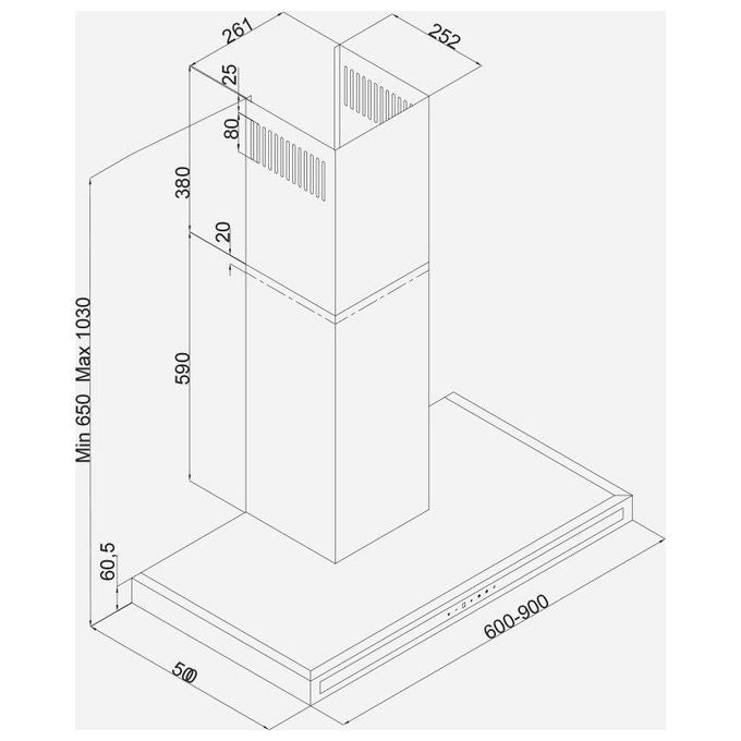 Silverline 3173.9.733.04 Drop Control Cappa a Parete 90 cm 710 m³-h Classe A 69 dB Controllo Touch colore Nero