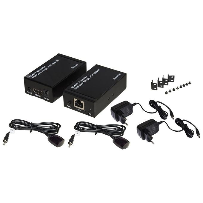 Link Estensore Hdmi Tramite Cavo Cat5-6 Fino a 60mt Full Hd con Sensori Infrarossi per Telecomandi