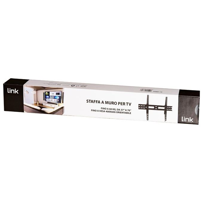 Link Accessori LKBR56 Staffa a Parete per TV 37'' 70'' portata 60 Kg VESA 400x600 mm inclinazione 15 gradi colore Nero
