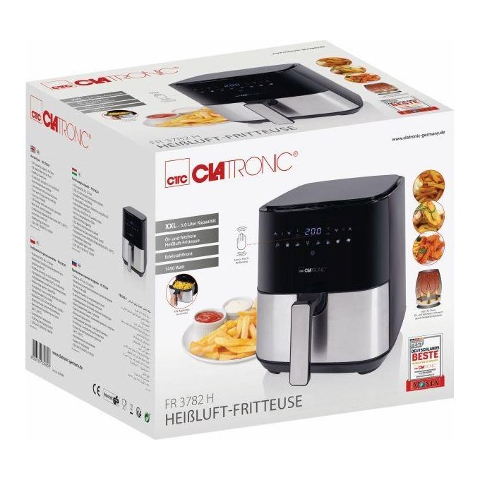 Clatronic FR 3782 H Friggitrice ad aria 5 L 1450 W 8 programmi display LED colore Nero Acciaio inox