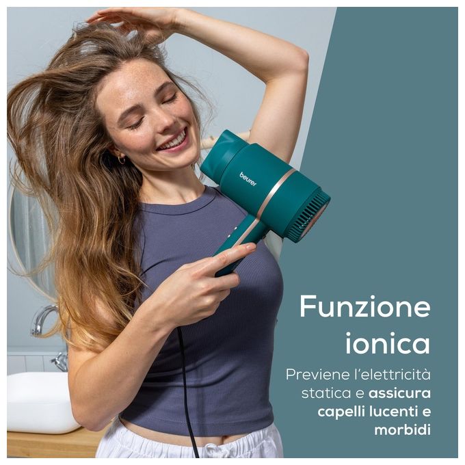 Beurer HC 35 Ocean Asciugacapelli 2000 W Ioni 3 velocita' 3 temperature Custodia e Concentratore inclusi colore Blu Petrolio