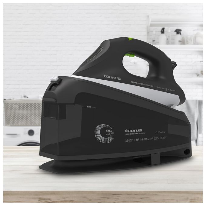 Taurus 918693000 Sliding Pro 3000 Non Stop Ferro con Caldaia 3000 W 1,5 L Piastra in Ceramica colore Nero