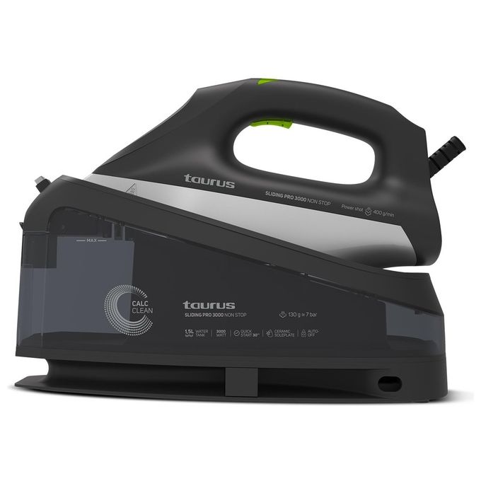 Taurus 918693000 Sliding Pro 3000 Non Stop Ferro con Caldaia 3000 W 1,5 L Piastra in Ceramica colore Nero