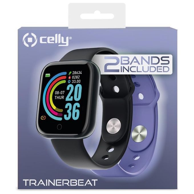 Celly TRAINERBEAT Smartwatch 1.44'' Fitness Tracker Cardiofrequenzimetro Monitor Sonno Notifiche Android iOS IP67 colore Nero