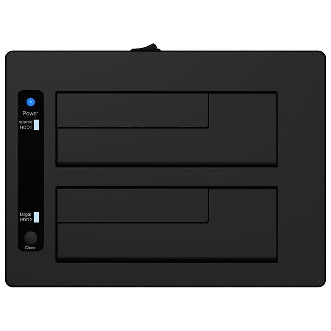 ICY BOX 60820 IB-127CL-U3 Docking Station per 2x HDD SSD SATA 2.5 e 3.5 USB 3.2 Gen 1 Type-A e Type-C Clonazione Offline colore Nero