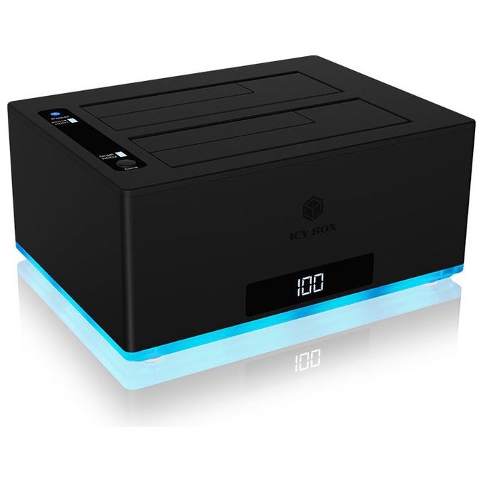 ICY BOX 60820 IB-127CL-U3 Docking Station per 2x HDD SSD SATA 2.5 e 3.5 USB 3.2 Gen 1 Type-A e Type-C Clonazione Offline colore Nero
