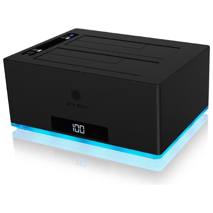 ICY BOX 60820 IB-127CL-U3 Docking Station per 2x HDD SSD SATA 2.5 e 3.5 USB 3.2 Gen 1 Type-A e Type-C Clonazione Offline colore Nero