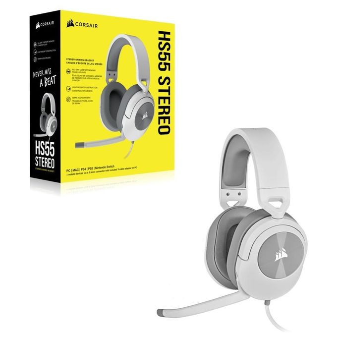 Corsair CA-9011261-EU HS55 STEREO Auricolare Cablato Gaming 3.5 mm Microfono Omnidirezionale Lunghezza Cavo 1.8 m colore Bianco