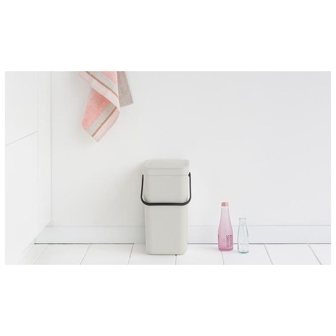 Brabantia 213281 Sort and Go Pattumiera 12 L con Coperchio Stay Open colore Grigio Chiaro