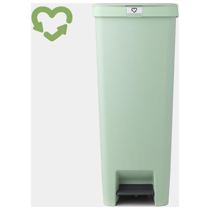 Brabantia 800108 StepUp Pattumiera a pedale 40 L con chiusura rallentata e porta etichette a click colore Jade Green