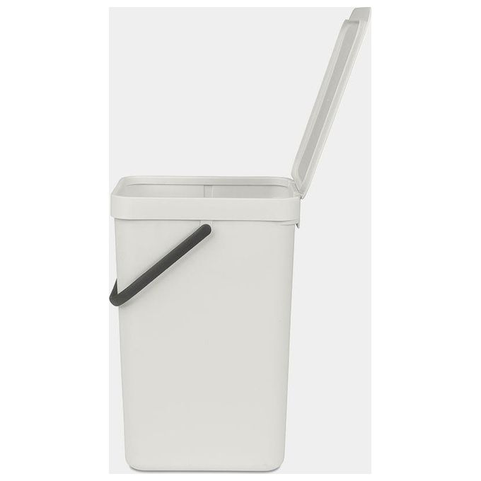 Brabantia 213465 Sort and Go Pattumiera 16 L con Maniglia e Coperchio Stay Open Rimovibile Facile da Pulire Riciclabile al 100% colore Light Grey