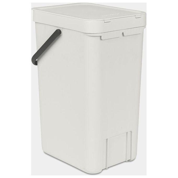 Brabantia 213465 Sort and Go Pattumiera 16 L con Maniglia e Coperchio Stay Open Rimovibile Facile da Pulire Riciclabile al 100% colore Light Grey