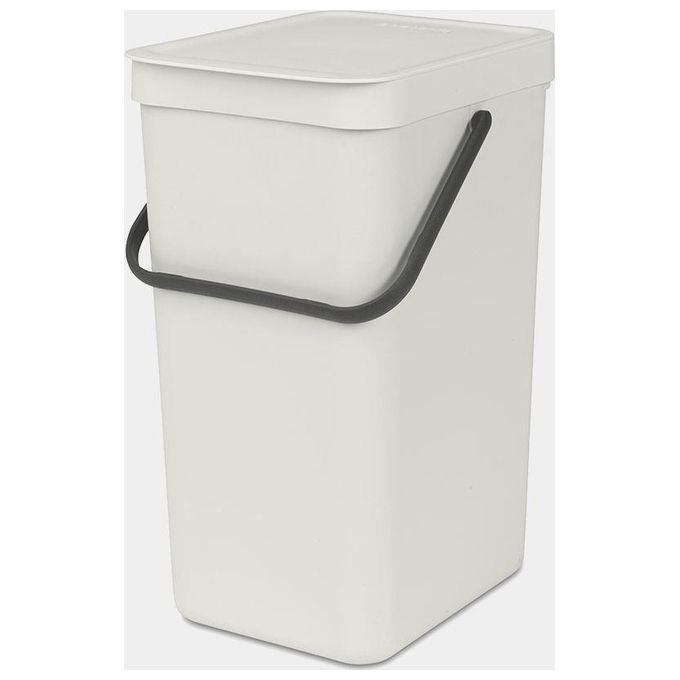 Brabantia 213465 Sort and Go Pattumiera 16 L con Maniglia e Coperchio Stay Open Rimovibile Facile da Pulire Riciclabile al 100% colore Light Grey