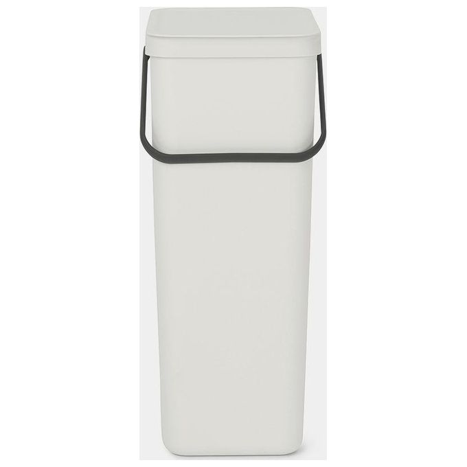 Brabantia 214424 Sort and Go Pattumiera 40 L Salvaspazio con Maniglia e Coperchio Stay Open Rimovibile Facile da Pulire Riciclabile al 100% colore Grigio Chiaro