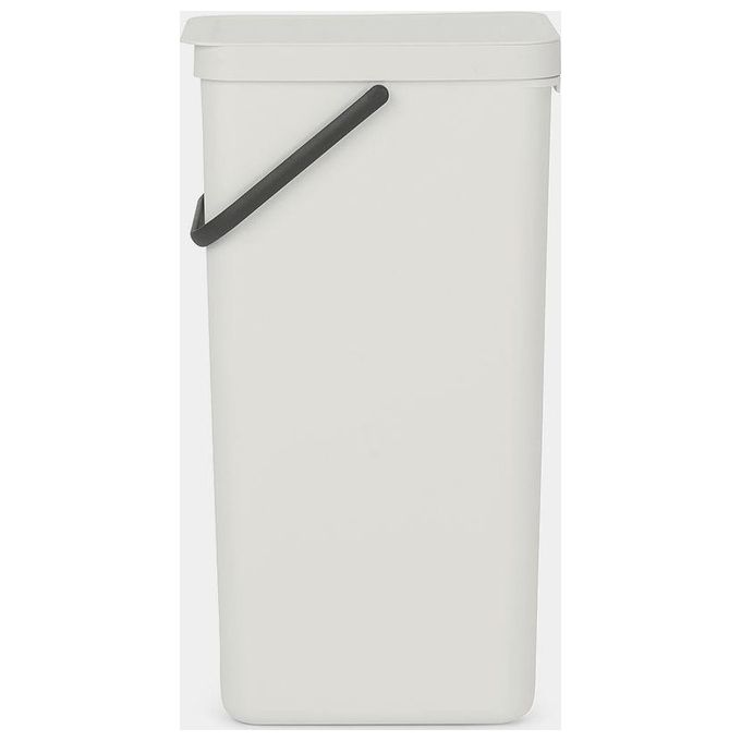 Brabantia 214424 Sort and Go Pattumiera 40 L Salvaspazio con Maniglia e Coperchio Stay Open Rimovibile Facile da Pulire Riciclabile al 100% colore Grigio Chiaro