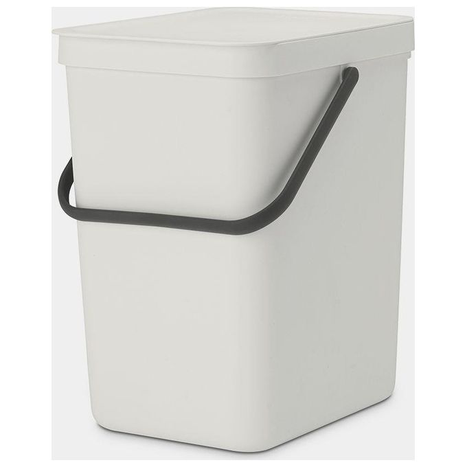 Brabantia 214400 Sort and Go Pattumiera da Incasso 25L con Maniglia di Trasporto e Coperchio Stay Open colore Grigio Chiaro