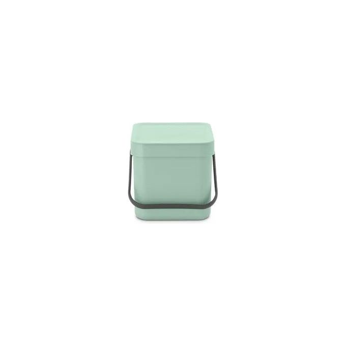 Brabantia 211768 Sort and Go Pattumiera 6 L con Coperchio Stay Open e Maniglia per Rifiuti Organici colore Jade Green