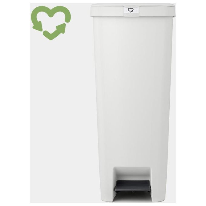 Brabantia 800009 StepUp Pattumiera a Pedale 40 L con Chiusura Rallentata e Materiale Riciclato al 91% colore Grigio Chiaro