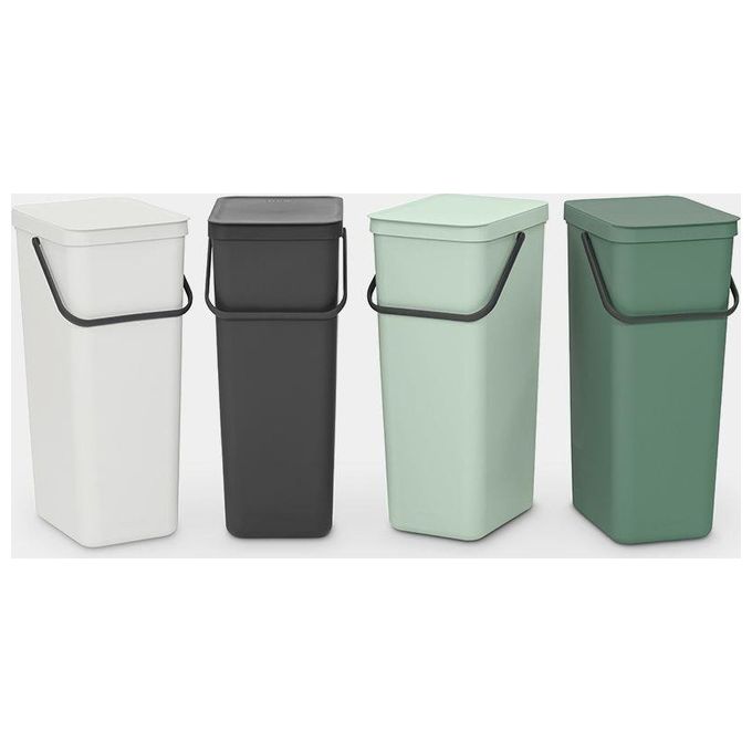 Brabantia Sort e Go Contenitore per Rifiuti Verde Giada 40 Litri