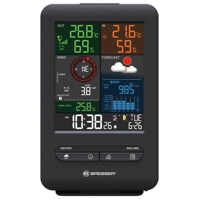 Bresser 7002525 Stazione Meteo 5 in 1 Beaufort Wireless Display a Colori Temperatura Umidita' Vento Precipitazioni