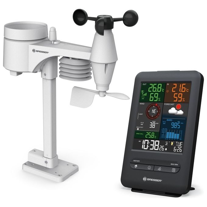 Bresser 7002525 Stazione Meteo 5 in 1 Beaufort Wireless Display a Colori Temperatura Umidita' Vento Precipitazioni