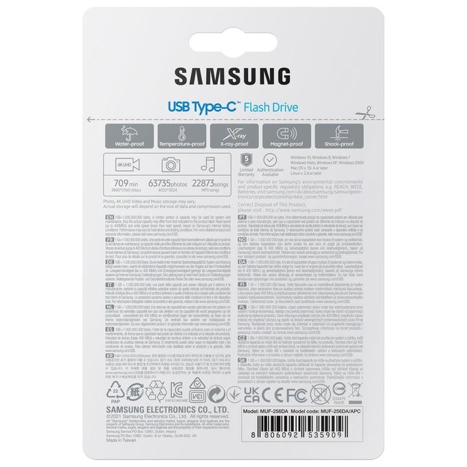 Samsung MUF-256DA Unita' Flash Usb 256Gb Usb Tipo-C 3.2 Gen 1 Blu