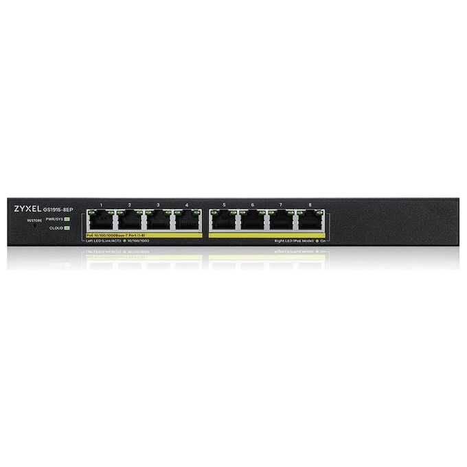 ZYXEL GS1915-8EP-EU0101F Switch Gestito 8 Porte Gigabit Ethernet con PoE+ 60 W Design Senza Ventole colore Nero