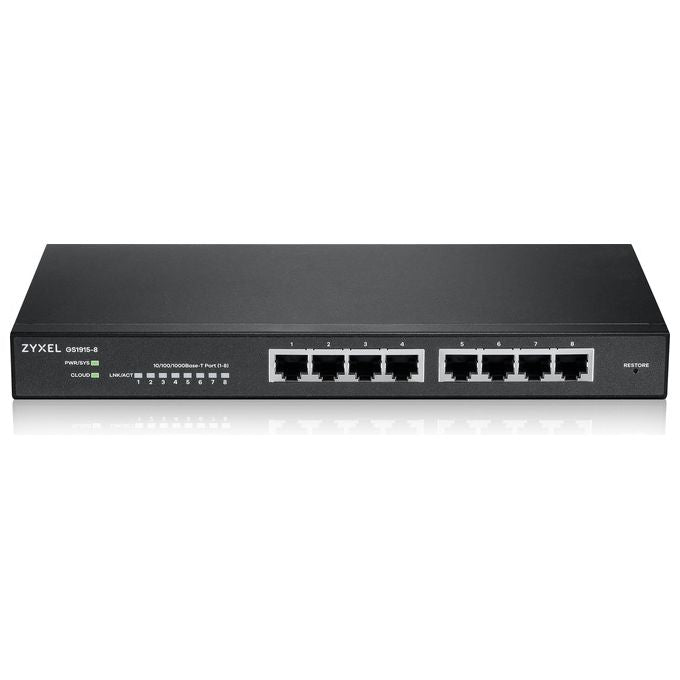 Zyxel GS1915-8-EU0101 Switch Gestito 8 Porte Gigabit Ethernet Senza Ventole NebulaFlex colore Nero